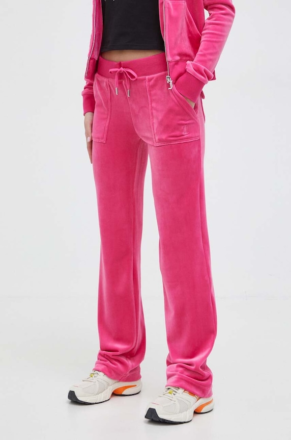 Juicy Couture spodnie dresowe welurowe dzianina różowy JCAP180.658