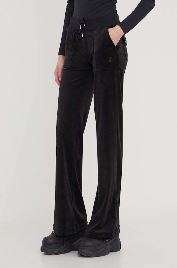 Juicy Couture spodnie dresowe welurowe z elastanem czarny JCSEBJ001.101