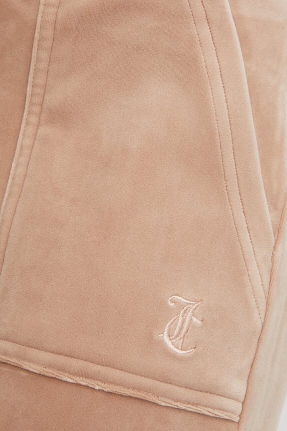 Juicy Couture spodnie dresowe welurowe beżowy JCSEBJ001G.506