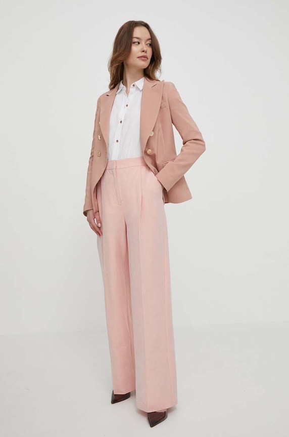 Hlače s dodatkom lana Barbour roza LTR0360