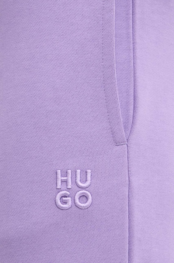 Βαμβακερό παντελόνι HUGO San Jared-C μωβ 50522417