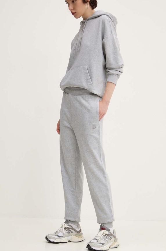 HUGO pantaloni de trening din bumbac Nelfinia bumbac gri 50522417