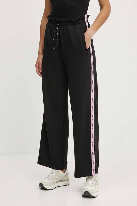 HUGO spodnie lounge aplikacja czarny 50514856