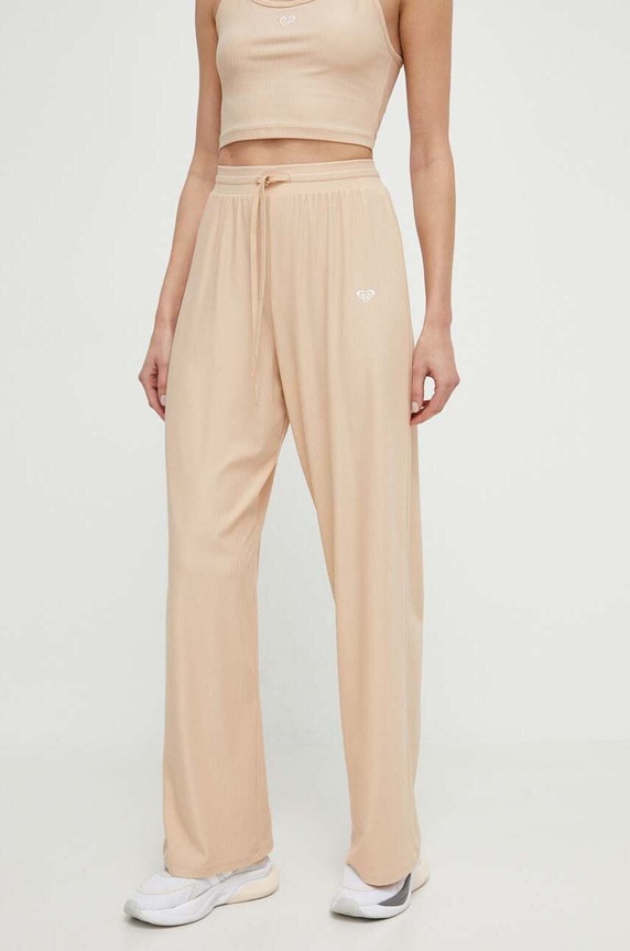 Roxy pantaloni de yoga Rise & Vibe tricotaj bej ERJNP03556