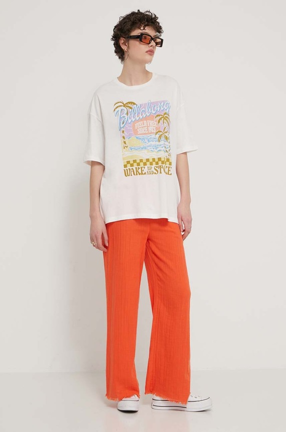Billabong pantaloni de bumbac EBJNP00114 portocaliu SS24