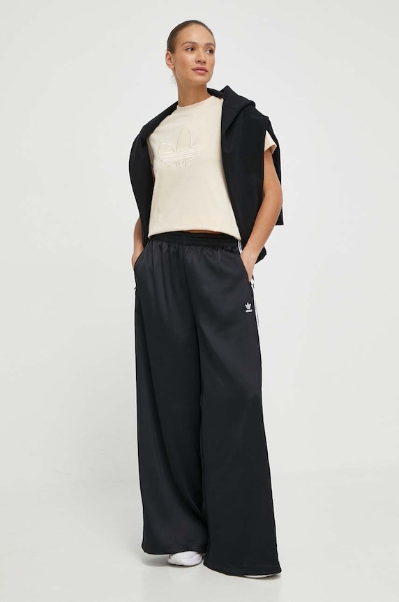 Παντελόνι adidas OriginalsSatin Wide Leg Track IU2520 μαύρο SS26