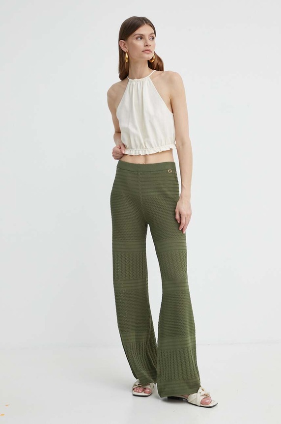 Twinset spodnie 241TT3163 zielony SS24
