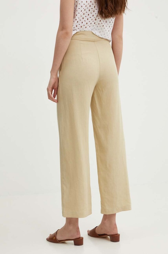 Îmbrăcăminte United Colors of Benetton pantaloni din amestec de in 4ENBDF06Q bej