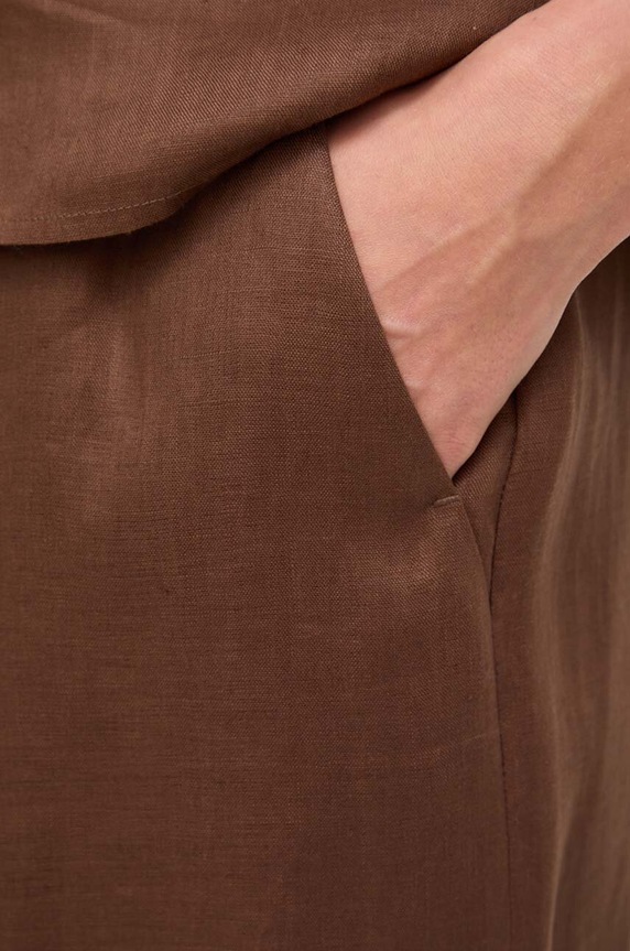 Max Mara Leisure spodnie lniane brązowy 2416131048600