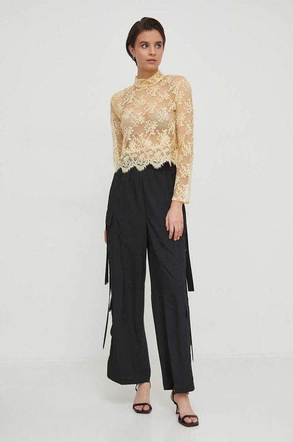 Sisley nadrág 4UTDLF04W fekete SS24