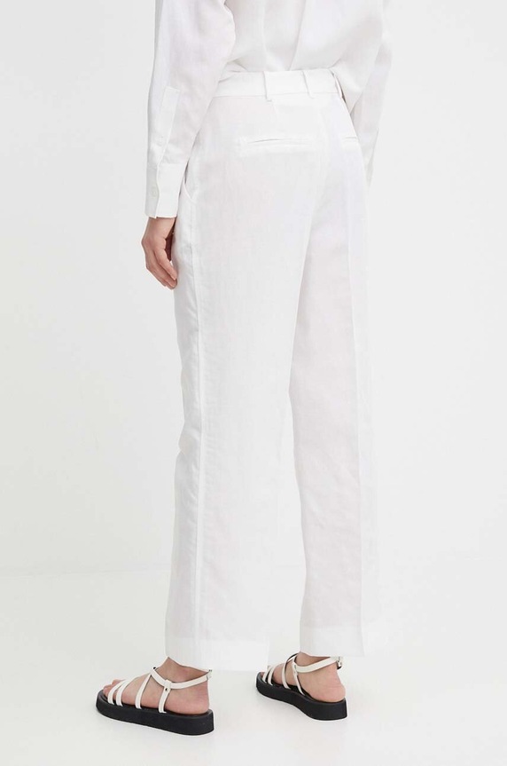 Odzież Calvin Klein spodnie z domieszką lnu K20K206695 biały