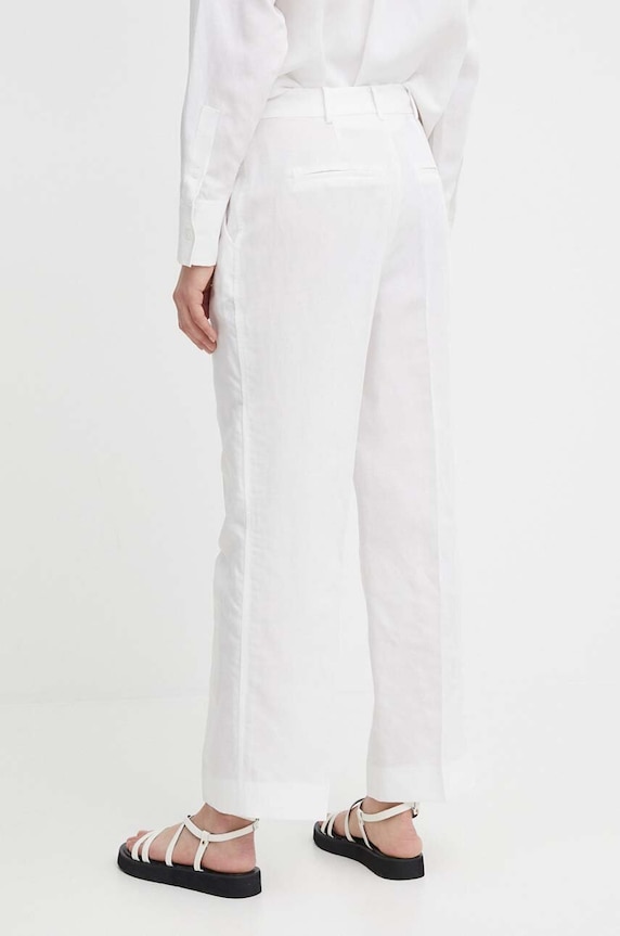 Odzież Calvin Klein spodnie z domieszką lnu K20K206695 biały