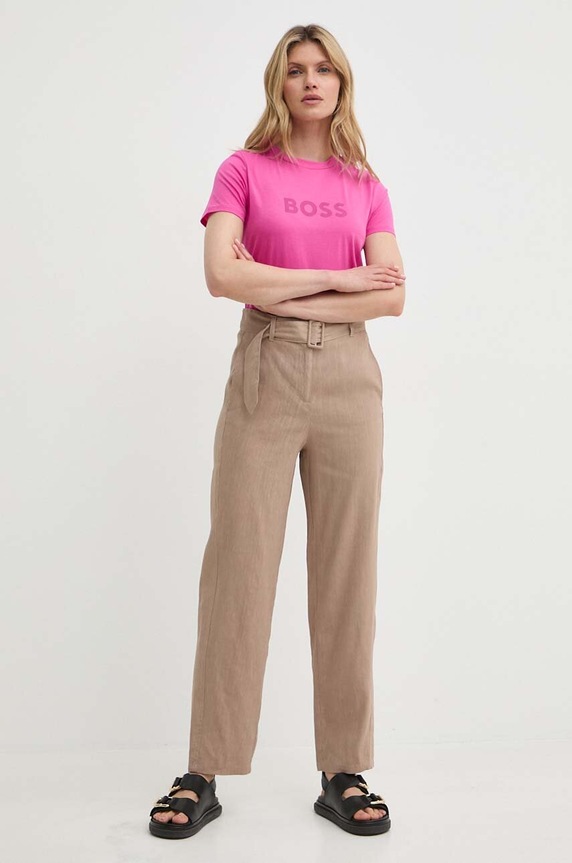 Marella pantaloni din in 2413131055200 bej SS24