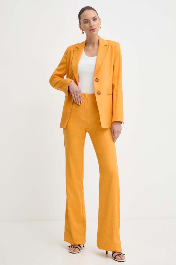 Ľanové nohavice Marella 2413131132200 oranžová SS24