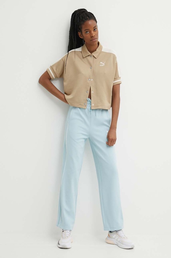 Puma spodnie dresowe T7 High Waist Pant 624212 niebieski SS24