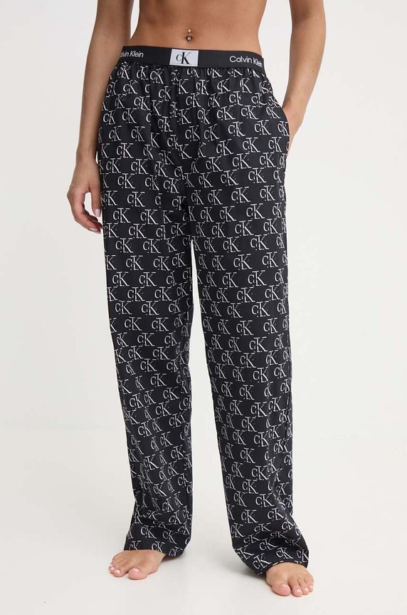 Calvin Klein Underwear spodnie piżamowe bawełniane wzorzyste czarny 000QS6973E