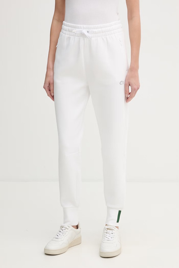 Lacoste spodnie dresowe damskie z bawełną biały XF0343