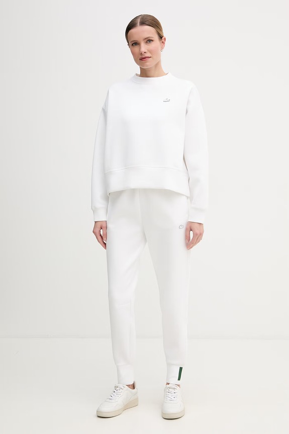 Lacoste spodnie dresowe damskie z bawełną XF0343 biały SS26