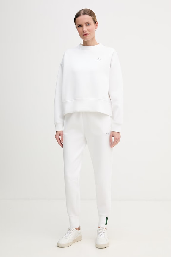 Lacoste spodnie dresowe damskie z bawełną XF0343 biały SS26