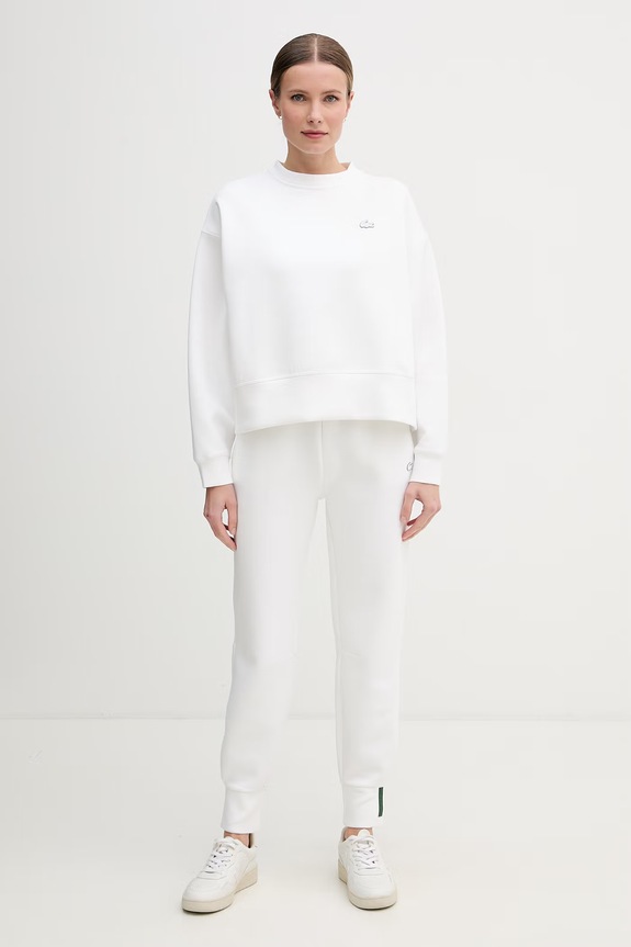 Lacoste spodnie dresowe damskie z bawełną XF0343 beżowy SS26