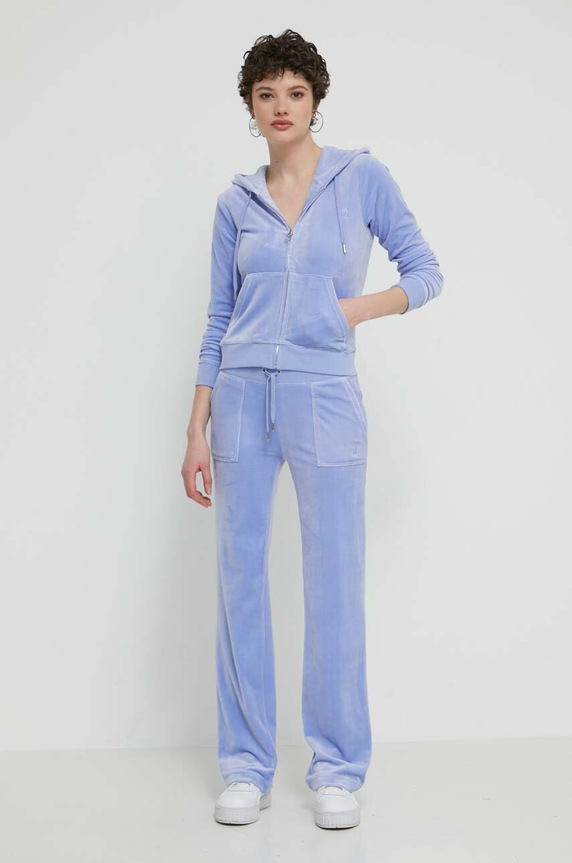 Juicy Couture spodnie dresowe welurowe JCAP180.609 niebieski SS24
