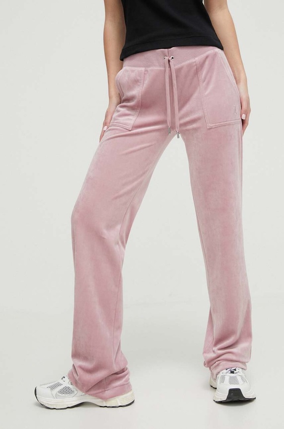 Juicy Couture spodnie dresowe welurowe różowy JCAP180.243