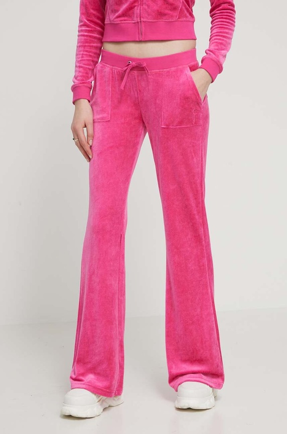 Juicy Couture spodnie dresowe welurowe dzianina różowy JCSEBJ008.658