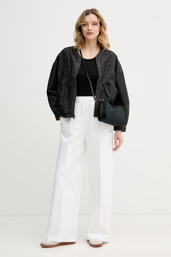 Lacoste spodnie dresowe damskie z bawełną XF7374 biały SS26