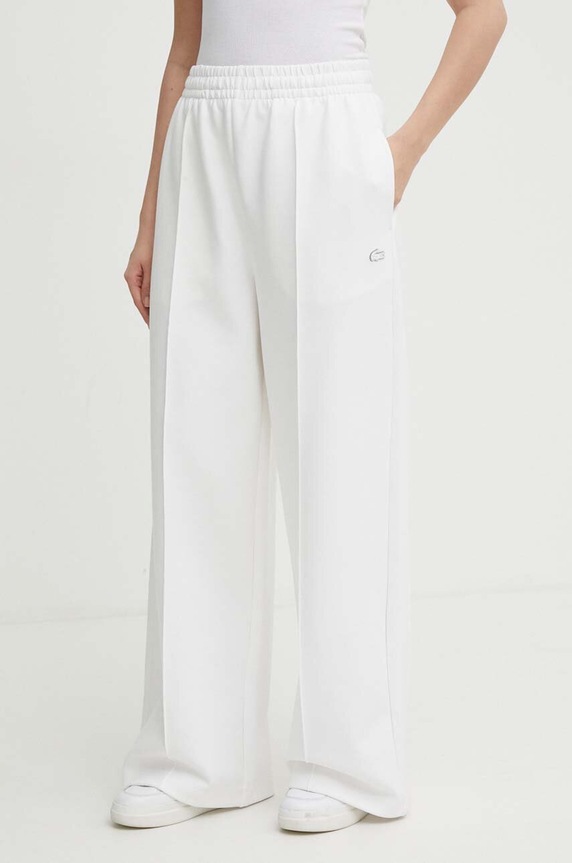 Lacoste pantaloni de trening cu bumbac pentru femei tricotaj alb XF7374
