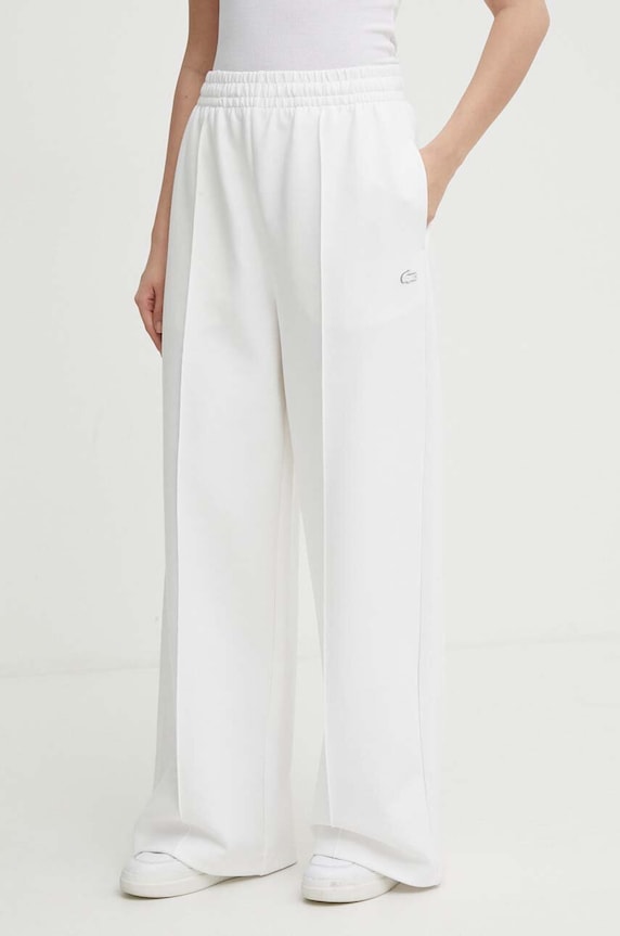 Lacoste pantaloni de trening cu bumbac pentru femei tricotaj alb XF7374