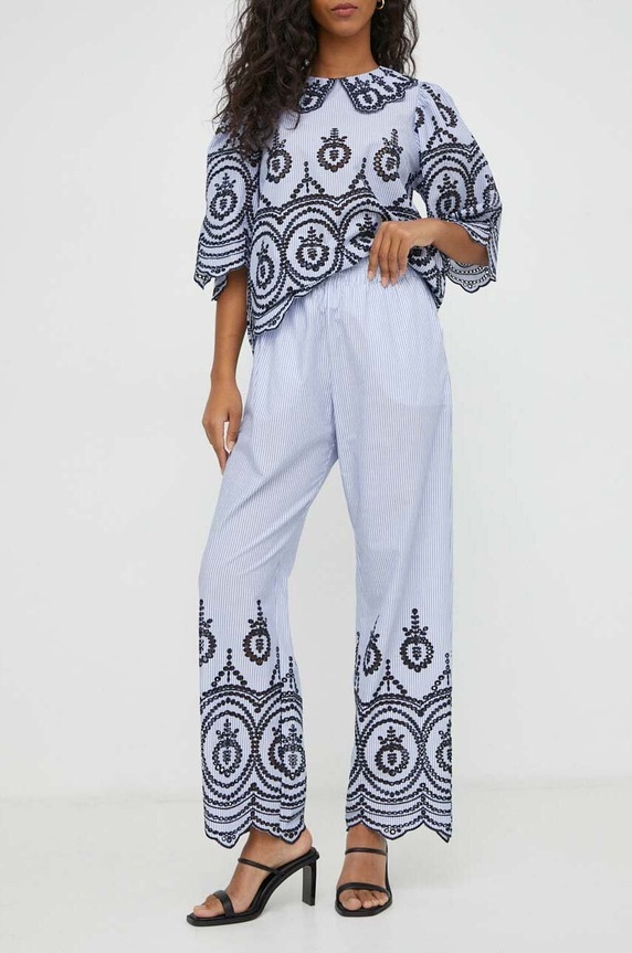 MUNTHE pantaloni de bumbac cu modele albastru 1418.24225