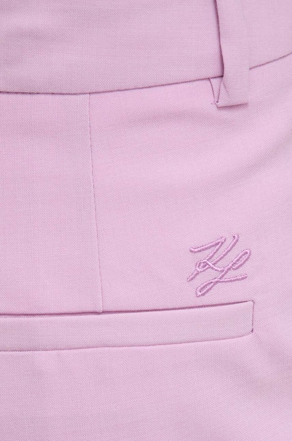 Karl Lagerfeld nadrág gyapjú keverékből rózsaszín 241W1010