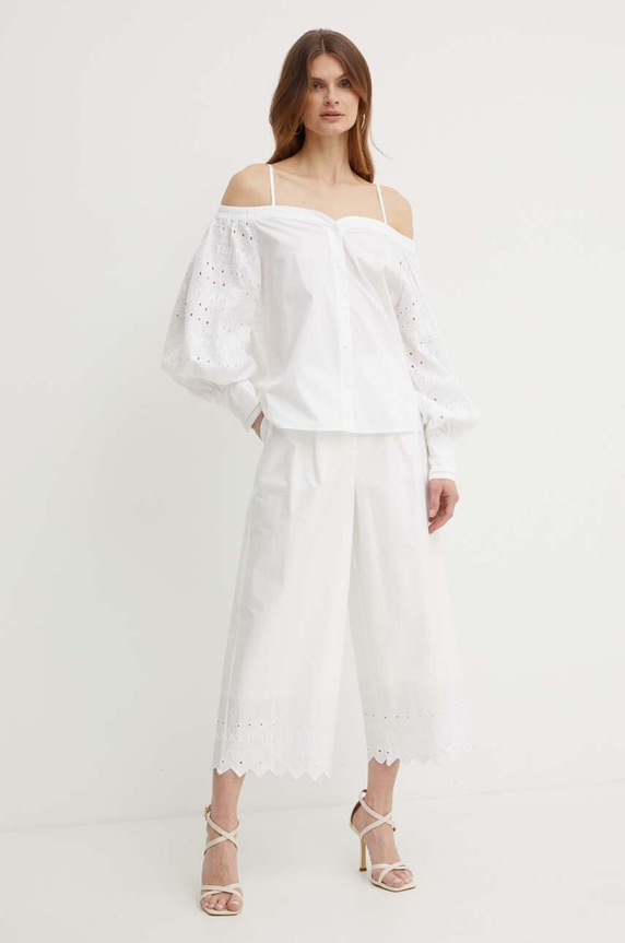 Bavlnené nohavice Karl Lagerfeld 241W1004 béžová SS24