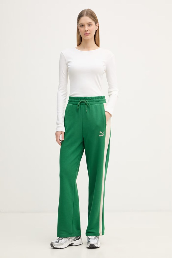 Puma pantaloni de trening femei ICONIC T7 625411 verde SS24