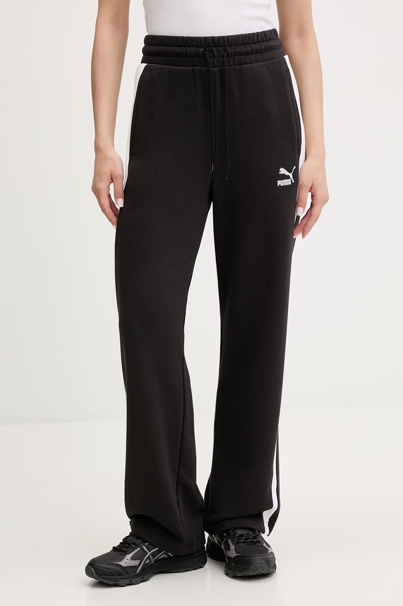Puma pantaloni de trening femei ICONIC T7 tricotaj negru 625411