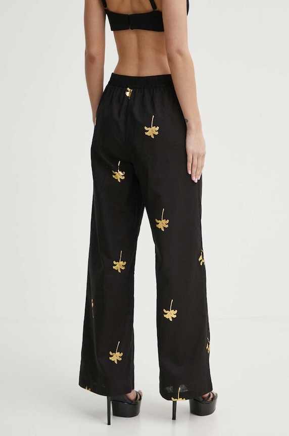 Панталон с лен Never Fully Dressed черен NFDTR266.Black