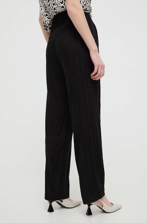 Îmbrăcăminte Desigual pantaloni din amestec de in ARMAND 24SWPW10 negru