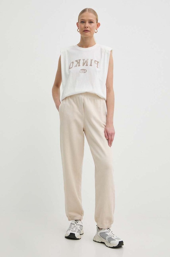 Pinko spodnie dresowe bawełniane 104270.A266 beżowy SS24