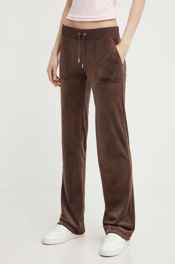 Juicy Couture pantaloni da tuta in velluto maglia marrone JCAP180EU.193