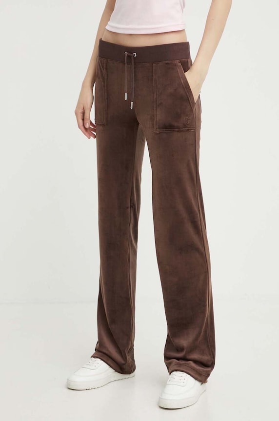Juicy Couture pantaloni da tuta in velluto maglia marrone JCAP180EU.193