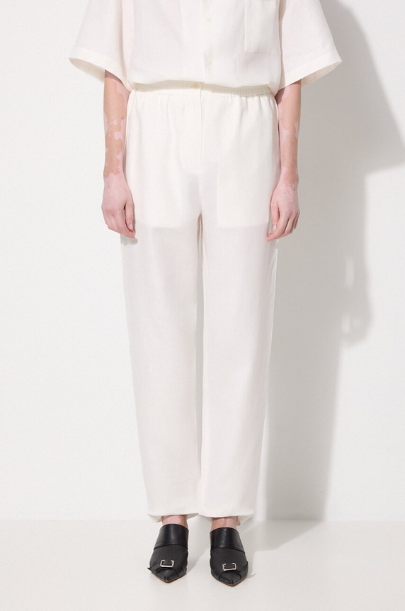 Lanene hlače Pangaia DNA Linen Trousers lan bijela 10001914