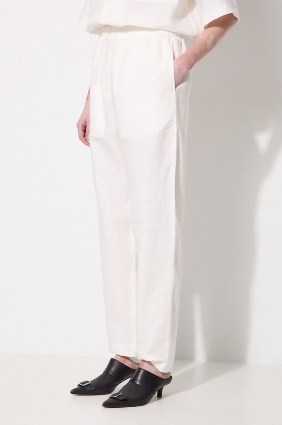Lanene hlače Pangaia DNA Linen Trousers bijela 10001914