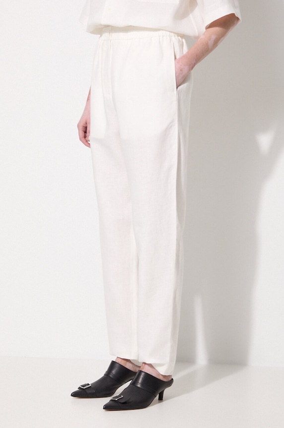 Lanene hlače Pangaia DNA Linen Trousers bijela 10001914