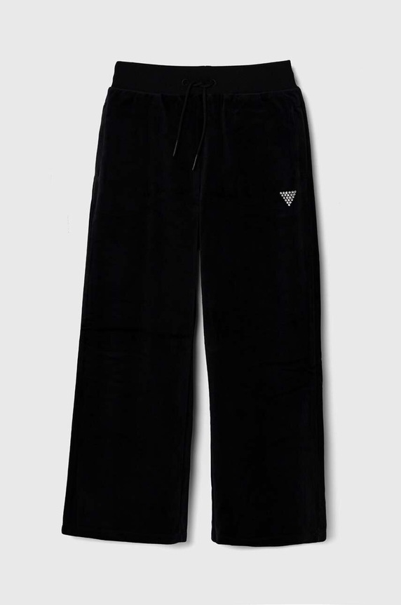 Dětské velurové tepláky Guess pletenina černá J4RQ16.KBXI2.PPYH