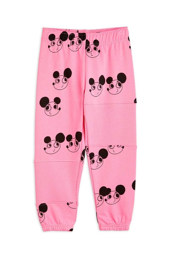 Mini Rodini spodnie dresowe bawełniane dziecięce wzorzyste różowy 2413012128