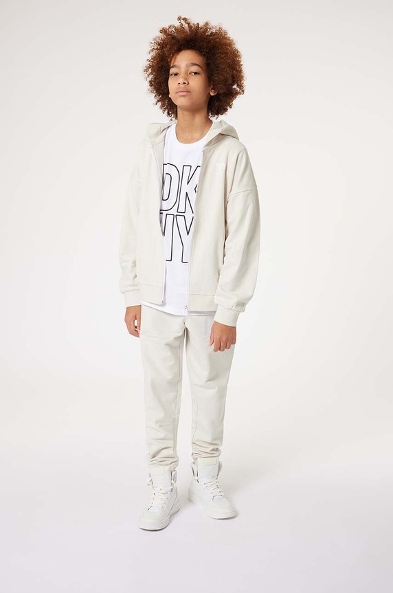 Παιδικό βαμβακερό παντελόνι DKNY στάμπα λευκό D60033.114.150