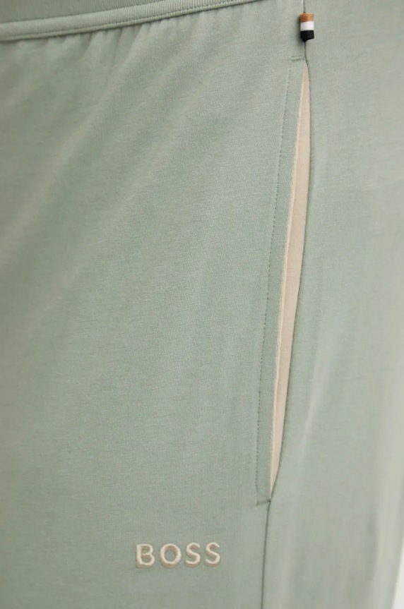 BOSS nohavice loungewear pánske bavlnené s elastanom Mix&Match Pants zelená 50515305
