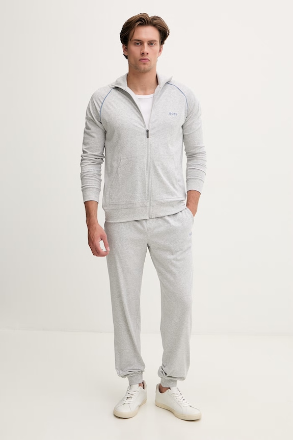 BOSS loungwear hlače za muškarce od pamuka s elastanom Mix&Match Pants 50515305 siva SS26