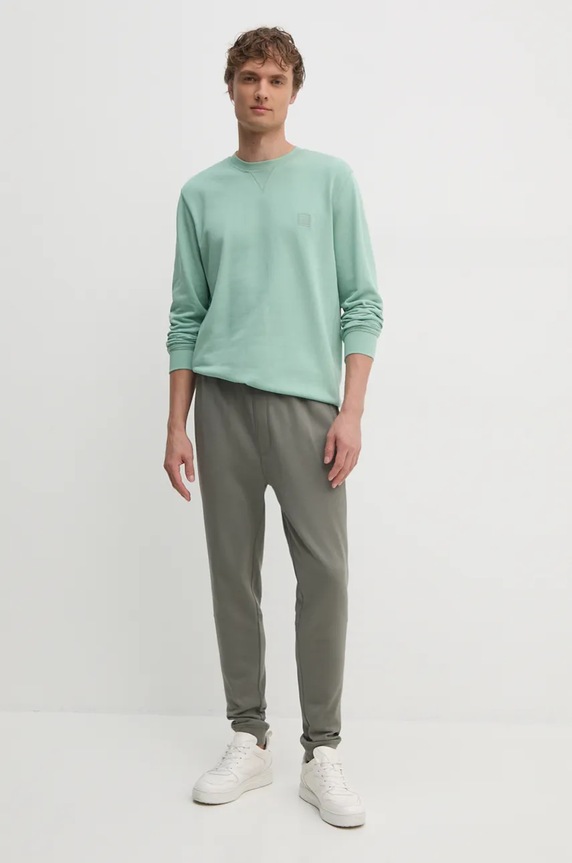 BOSS Orange spodnie dresowe bawełniane Sestart 50509303 zielony AA00