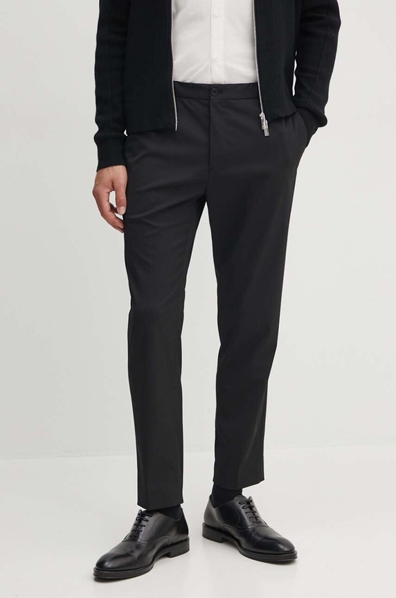 Calvin Klein spodnie z domieszką wełny czarny K10K109550